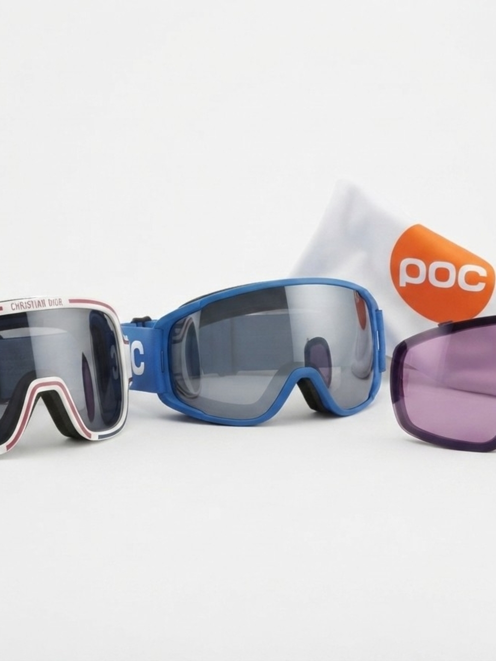 LOT OF 3 Dior White Ski Goggles with Pink Trim and Dark Lens